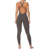 imageSunzel Jumpsuits for Women Backless Seamless Workout One Piece Bodycon Romper Scoop Neck Butt Scrunch Leggings UnitardGrey