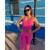 imageSunzel Jumpsuits for Women Backless Seamless Workout One Piece Bodycon Romper Scoop Neck Butt Scrunch Leggings UnitardHot Pink