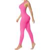 imageSunzel Jumpsuits for Women Backless Seamless Workout One Piece Bodycon Romper Scoop Neck Butt Scrunch Leggings UnitardHot Pink