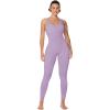 imageSunzel Jumpsuits for Women Backless Seamless Workout One Piece Bodycon Romper Scoop Neck Butt Scrunch Leggings UnitardPurple