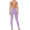 imageSunzel Jumpsuits for Women Backless Seamless Workout One Piece Bodycon Romper Scoop Neck Butt Scrunch Leggings UnitardPurple