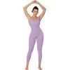 imageSunzel Jumpsuits for Women Backless Seamless Workout One Piece Bodycon Romper Scoop Neck Butt Scrunch Leggings UnitardPurple