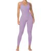 imageSunzel Jumpsuits for Women Backless Seamless Workout One Piece Bodycon Romper Scoop Neck Butt Scrunch Leggings UnitardPurple