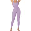 imageSunzel Jumpsuits for Women Backless Seamless Workout One Piece Bodycon Romper Scoop Neck Butt Scrunch Leggings UnitardPurple