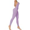 imageSunzel Jumpsuits for Women Backless Seamless Workout One Piece Bodycon Romper Scoop Neck Butt Scrunch Leggings UnitardPurple