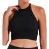 imageSunzel Ribbed Tank Tops for Women Halter High Neck Seamless Cute Crop Top Basics Sleeveless Workout Athletic Yoga ShirtsBlackblack Crop 2 Pack