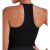 imageSunzel Ribbed Tank Tops for Women Halter High Neck Seamless Cute Crop Top Basics Sleeveless Workout Athletic Yoga ShirtsBlackblack Waist Length 2 Pack