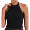 imageSunzel Ribbed Tank Tops for Women Halter High Neck Seamless Cute Crop Top Basics Sleeveless Workout Athletic Yoga ShirtsBlackblack Waist Length 2 Pack