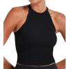 imageSunzel Ribbed Tank Tops for Women Halter High Neck Seamless Cute Crop Top Basics Sleeveless Workout Athletic Yoga ShirtsBlackblack Waist Length 2 Pack
