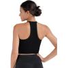 imageSunzel Ribbed Tank Tops for Women Halter High Neck Seamless Cute Crop Top Basics Sleeveless Workout Athletic Yoga ShirtsBlackbright Orange Waist Length 2 Pack