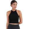 imageSunzel Ribbed Tank Tops for Women Halter High Neck Seamless Cute Crop Top Basics Sleeveless Workout Athletic Yoga ShirtsBlackbright Orange Waist Length 2 Pack