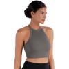 imageSunzel Ribbed Tank Tops for Women Halter High Neck Seamless Cute Crop Top Basics Sleeveless Workout Athletic Yoga ShirtsBlackcharcoal Gray Crop 2 Pack