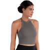 imageSunzel Ribbed Tank Tops for Women Halter High Neck Seamless Cute Crop Top Basics Sleeveless Workout Athletic Yoga ShirtsBlackcharcoal Gray Waist Length 2 Pack
