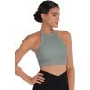 imageSunzel Ribbed Tank Tops for Women Halter High Neck Seamless Cute Crop Top Basics Sleeveless Workout Athletic Yoga ShirtsBlackgrey Green Crop 2 Pack