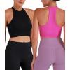 imageSunzel Ribbed Tank Tops for Women Halter High Neck Seamless Cute Crop Top Basics Sleeveless Workout Athletic Yoga ShirtsBlackhot Pink Crop 2 Pack