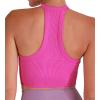 imageSunzel Ribbed Tank Tops for Women Halter High Neck Seamless Cute Crop Top Basics Sleeveless Workout Athletic Yoga ShirtsBlackhot Pink Crop 2 Pack