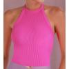 imageSunzel Ribbed Tank Tops for Women Halter High Neck Seamless Cute Crop Top Basics Sleeveless Workout Athletic Yoga ShirtsBlackhot Pink Waist Length 2 Pack