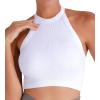 imageSunzel Ribbed Tank Tops for Women Halter High Neck Seamless Cute Crop Top Basics Sleeveless Workout Athletic Yoga ShirtsBlackwhite Crop 2 Pack