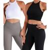 imageSunzel Ribbed Tank Tops for Women Halter High Neck Seamless Cute Crop Top Basics Sleeveless Workout Athletic Yoga ShirtsBlackwhite Crop 2 Pack