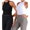 imageSunzel Ribbed Tank Tops for Women Halter High Neck Seamless Cute Crop Top Basics Sleeveless Workout Athletic Yoga ShirtsBlackwhite Waist Length 2 Pack
