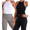 imageSunzel Ribbed Tank Tops for Women Halter High Neck Seamless Cute Crop Top Basics Sleeveless Workout Athletic Yoga ShirtsBlackwhite Waist Length 2 Pack