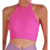 imageSunzel Ribbed Tank Tops for Women Halter High Neck Seamless Cute Crop Top Basics Sleeveless Workout Athletic Yoga ShirtsHot Pinkhot Pink Crop 2 Pack