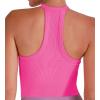 imageSunzel Ribbed Tank Tops for Women Halter High Neck Seamless Cute Crop Top Basics Sleeveless Workout Athletic Yoga ShirtsHot Pinkhot Pink Waist Length 2 Pack