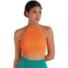 imageSunzel Ribbed Tank Tops for Women Halter High Neck Seamless Cute Crop Top Basics Sleeveless Workout Athletic Yoga ShirtsNeon Greenbright Orange Crop 2 Pack