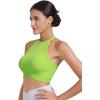 imageSunzel Ribbed Tank Tops for Women Halter High Neck Seamless Cute Crop Top Basics Sleeveless Workout Athletic Yoga ShirtsNeon Greenbright Orange Crop 2 Pack