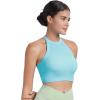 imageSunzel Ribbed Tank Tops for Women Halter High Neck Seamless Cute Crop Top Basics Sleeveless Workout Athletic Yoga ShirtsSky Bluebubblegum Crop 2 Pack