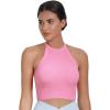 imageSunzel Ribbed Tank Tops for Women Halter High Neck Seamless Cute Crop Top Basics Sleeveless Workout Athletic Yoga ShirtsSky Bluebubblegum Waist Length 2 Pack
