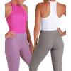 imageSunzel Ribbed Tank Tops for Women Halter High Neck Seamless Cute Crop Top Basics Sleeveless Workout Athletic Yoga ShirtsWhitehot Pink Waist Length 2 Pack