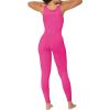 imageSunzel Ribbed Yoga Jumpsuits for Women Sexy Seamless Square Neck Tummy Control Workout One Piece Bodysuits Unitard for WomenHot Pink