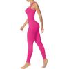 imageSunzel Ribbed Yoga Jumpsuits for Women Sexy Seamless Square Neck Tummy Control Workout One Piece Bodysuits Unitard for WomenHot Pink