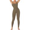 imageSunzel Ribbed Yoga Jumpsuits for Women Sexy Seamless Square Neck Tummy Control Workout One Piece Bodysuits Unitard for WomenOlive Green