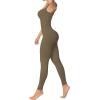 imageSunzel Ribbed Yoga Jumpsuits for Women Sexy Seamless Square Neck Tummy Control Workout One Piece Bodysuits Unitard for WomenOlive Green