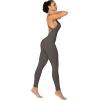 imageSunzel Womens Sleeveless Body Suit with Butt Scrunch Leggings and Builtin Pad Seamless Ribbed Sexy Racer Back JumpsuitDark Grey
