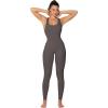 imageSunzel Womens Sleeveless Body Suit with Butt Scrunch Leggings and Builtin Pad Seamless Ribbed Sexy Racer Back JumpsuitDark Grey