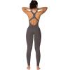 imageSunzel Womens Sleeveless Body Suit with Butt Scrunch Leggings and Builtin Pad Seamless Ribbed Sexy Racer Back JumpsuitDark Grey