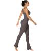 imageSunzel Womens Sleeveless Bodysuits Seamless Ribbed Jumpsuit with Butt Scrunch Flare Leggings Builtin Pad and Square NeckDark Grey