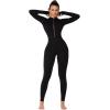 imageSunzel Yoga Jumpsuits for women Long Sleeve Workout Jumpsuit Gold Zipper Front One Piece Sport Bodycon RompersBlack
