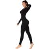 imageSunzel Yoga Jumpsuits for women Long Sleeve Workout Jumpsuit Gold Zipper Front One Piece Sport Bodycon RompersBlack