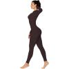 imageSunzel Yoga Jumpsuits for women Long Sleeve Workout Jumpsuit Gold Zipper Front One Piece Sport Bodycon RompersBrown