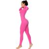 imageSunzel Yoga Jumpsuits for women Long Sleeve Workout Jumpsuit Gold Zipper Front One Piece Sport Bodycon RompersHot Pink