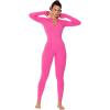 imageSunzel Yoga Jumpsuits for women Long Sleeve Workout Jumpsuit Gold Zipper Front One Piece Sport Bodycon RompersHot Pink