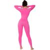 imageSunzel Yoga Jumpsuits for women Long Sleeve Workout Jumpsuit Gold Zipper Front One Piece Sport Bodycon RompersHot Pink
