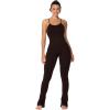 imageSunzel Flare Jumpsuits for Women Seamless Tummy Control One Piece Yoga Workout Unitard Bodysuits with Built in Bra 32quot Inseam Brown Medium
