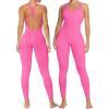 imageSunzel Jumpsuits for Women Backless Seamless Workout One Piece Bodycon Romper Scoop Neck Butt Scrunch Leggings UnitardHot Pink