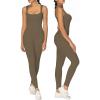 imageSunzel Ribbed Yoga Jumpsuits for Women Sexy Seamless Square Neck Tummy Control Workout One Piece Bodysuits Unitard for WomenOlive Green