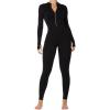 imageSunzel Yoga Jumpsuits for women Long Sleeve Workout Jumpsuit Gold Zipper Front One Piece Sport Bodycon RompersBlack
